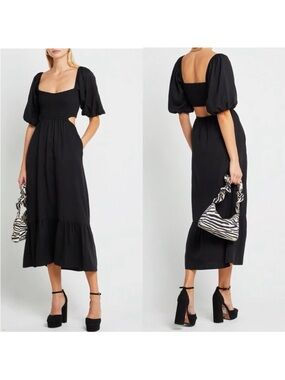 O.P.T. Leighton Maxi Dress in Black - Backless Smocked - Size small